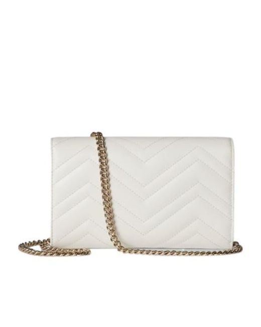 Gucci White Logo Plaque Quilted Clutch Bag