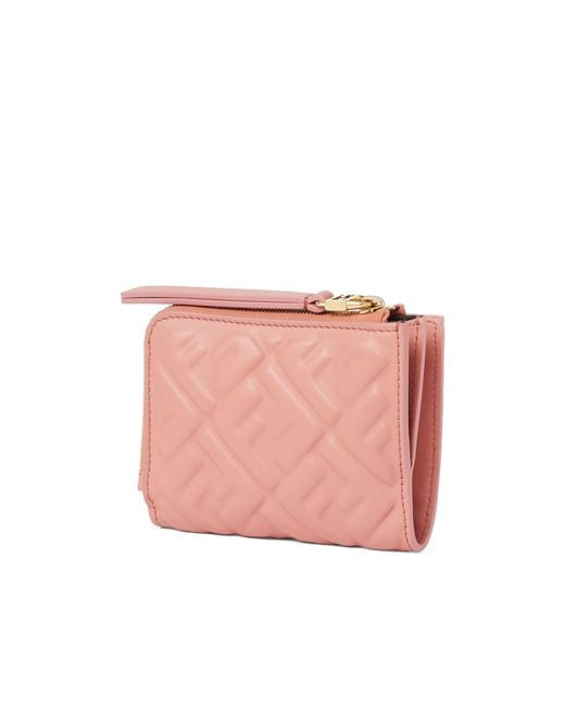 Fendi Pink Ff Embossed Slim Baguette Wallet