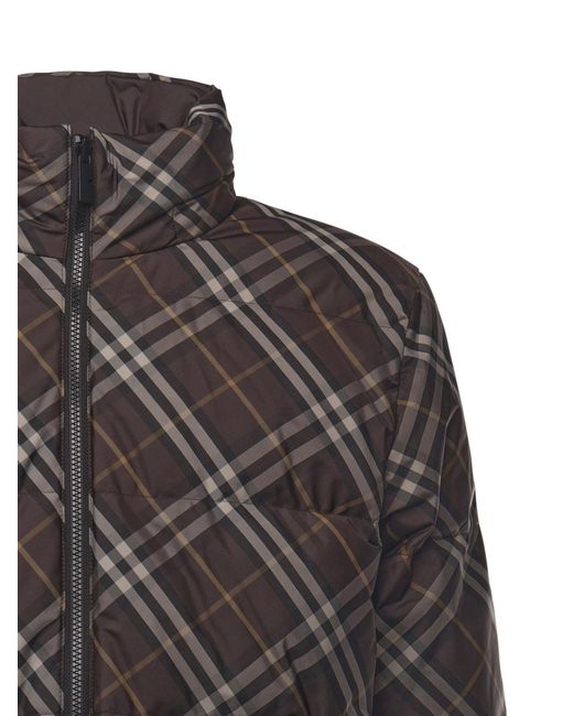 Burberry Brown Reversible Check Snowdon Puffer Jacket for men