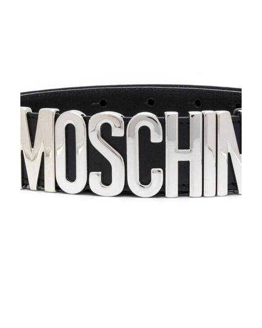 Moschino White Logo Lettering Buckle Belt for men