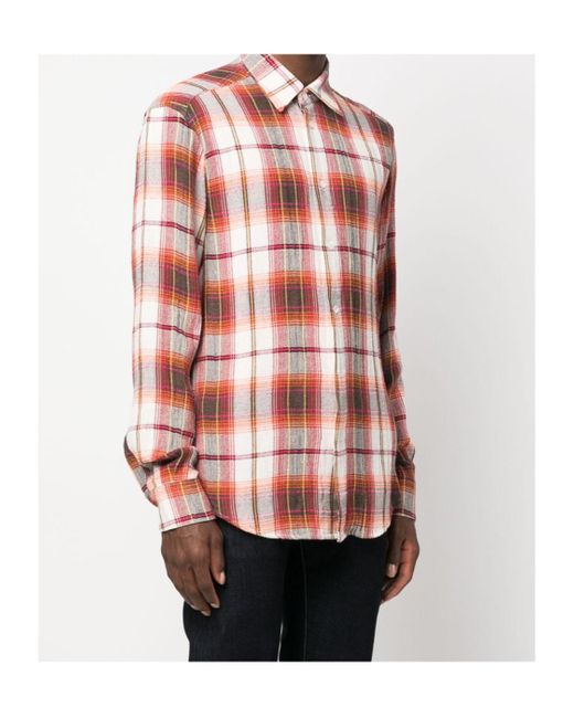 Barena Pink Plaid-Check Pattern Shirt for men