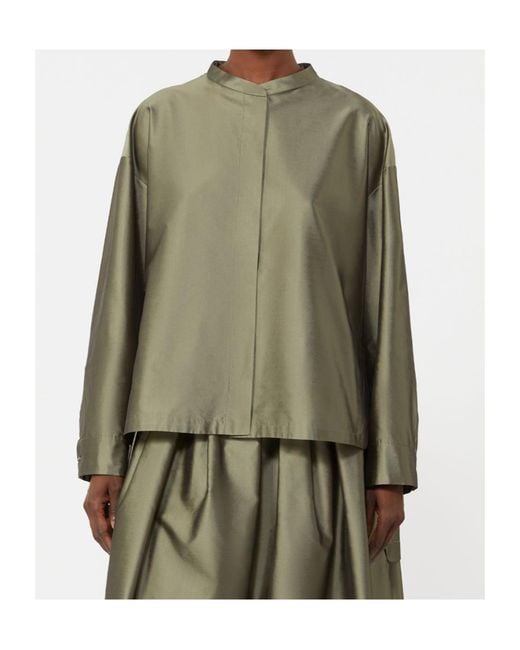 Max Mara Green Satin Oversized Shirt