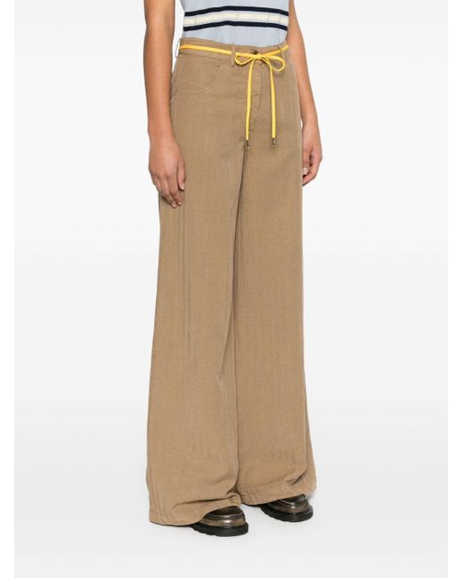Aspesi Natural Striped Wide-Leg Trousers