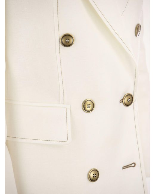 Max Mara White Double-Breasted Button Blazer