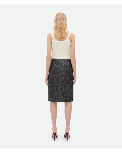 Bottega Veneta Gray Printed Leather Midi Skirt