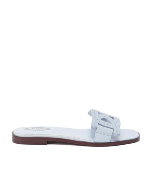 Tod's White Leather Chain-Motif Sandals