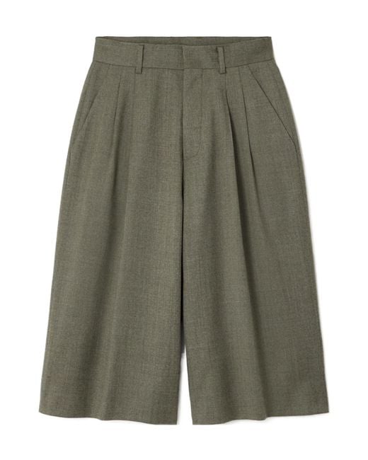 Fortela Green Pleated Wool Blend Shorts