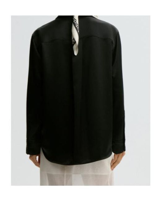By Malene Birger Blue Satin Patch-Pocket Shirt