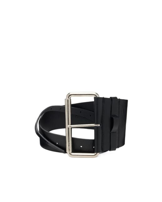 VAQUERA Black Equestrian Leather Pin Buckle Belt