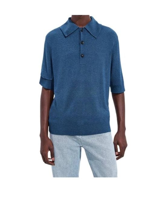 Bottega Veneta Blue Silk Bouclé Polo for men