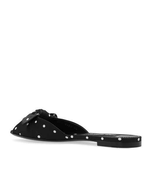Dolce & Gabbana Black Bow-Detailed Satin Sliders