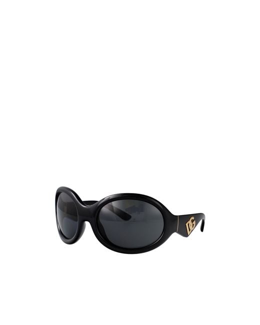 Dolce & Gabbana White Geometric Frame Sunglasses