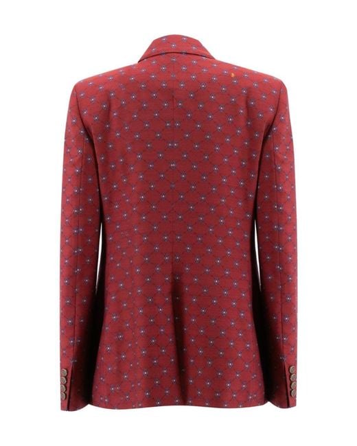 Etro Red Double Breasted Graphic Printed Blazer