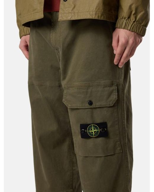 Stone Island Green Loose-Fit Cargo Trousers With Adjustable Waistband for men