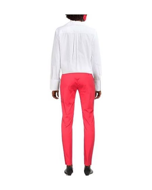 Max Mara Red Minimal Solid Twill Trousers