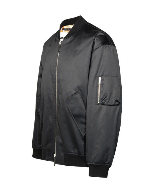 Jil Sander Black Zip-Up Bomber Jacket for men