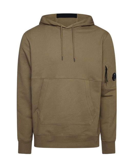 C P Company Green Diagonal Raised Lens Hoodie for men