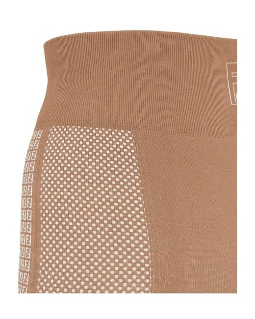 Fendi Natural Logo Detailed High-Waisted Leggings