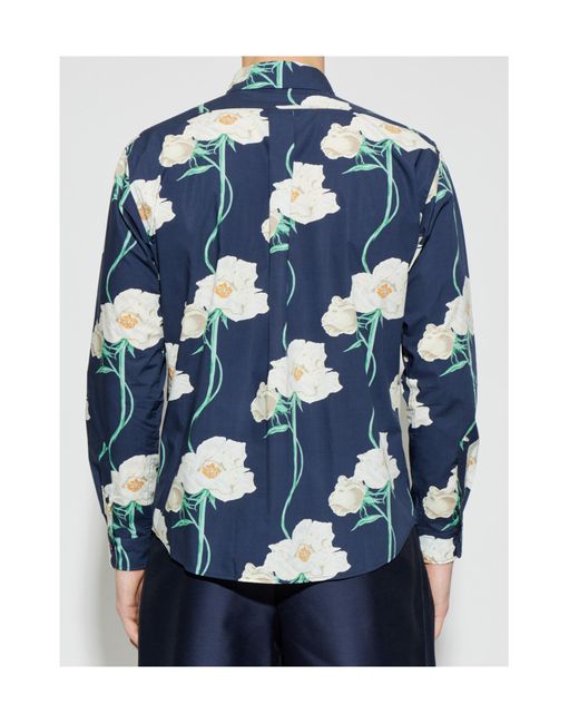KENZO Blue Floral Printed Button-Up Shirt for men