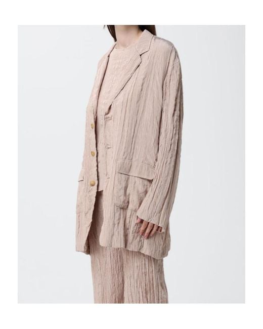 Alysi Pink Crinkled Three-Button Blazer