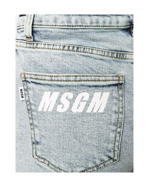 MSGM Blue Classic Denim Shorts