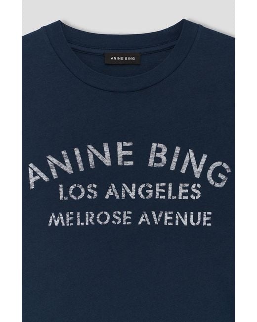 Anine Bing Blue Cade T-Shirt Melrose Stencil