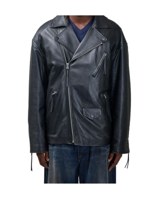Acne Black Zip-Up Biker Jacket for men
