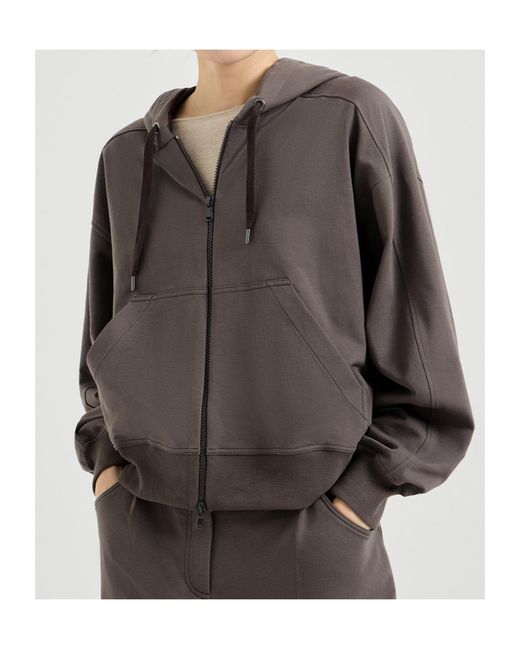 Brunello Cucinelli Gray Zip-Fastening Hoodie