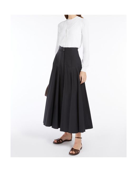 Max Mara Black Studio Oxiria Pleated Long Skirt