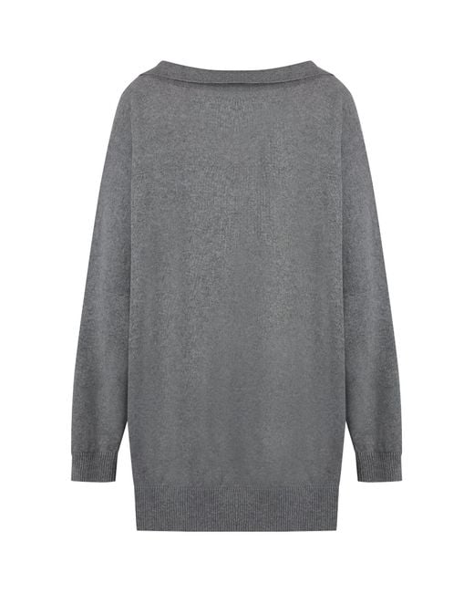 Stella McCartney Gray Collared V-Neck Sweater