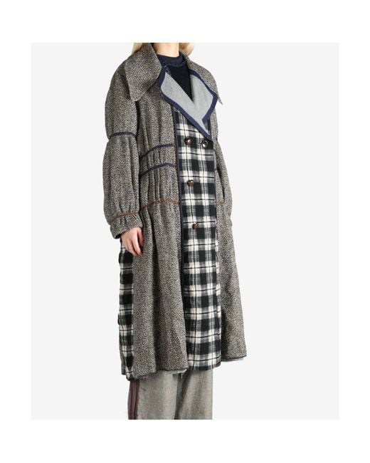 Commun's Gray Paneled Double-Breasted Coat for men