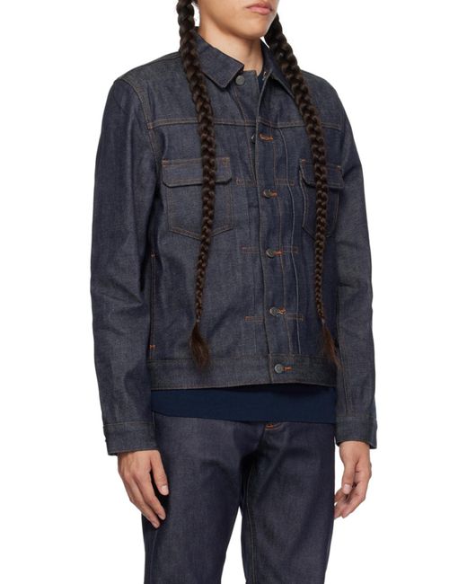 A.P.C. Blue Buttoned Denim Jacket for men