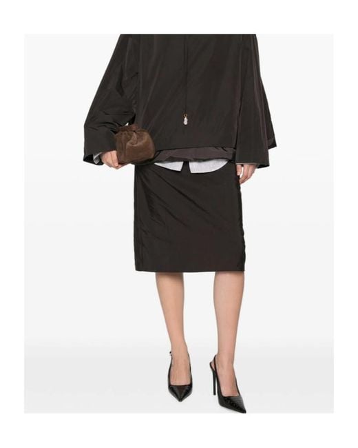 Carven Black Elastic Waist Midi Skirt