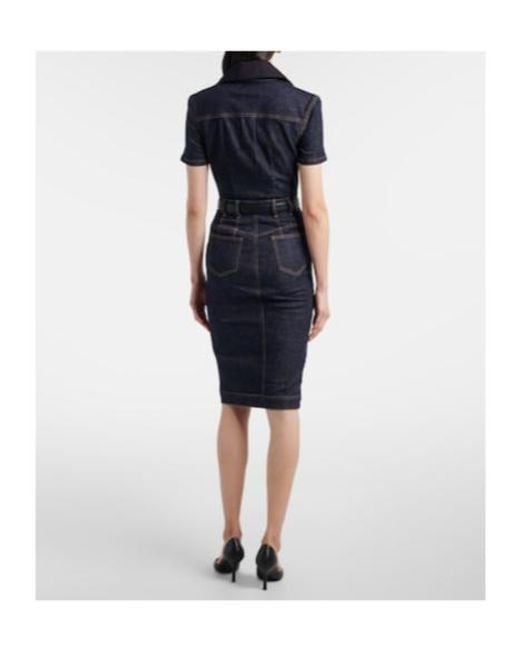 Self-Portrait Blue Belted Denim Midi Dress