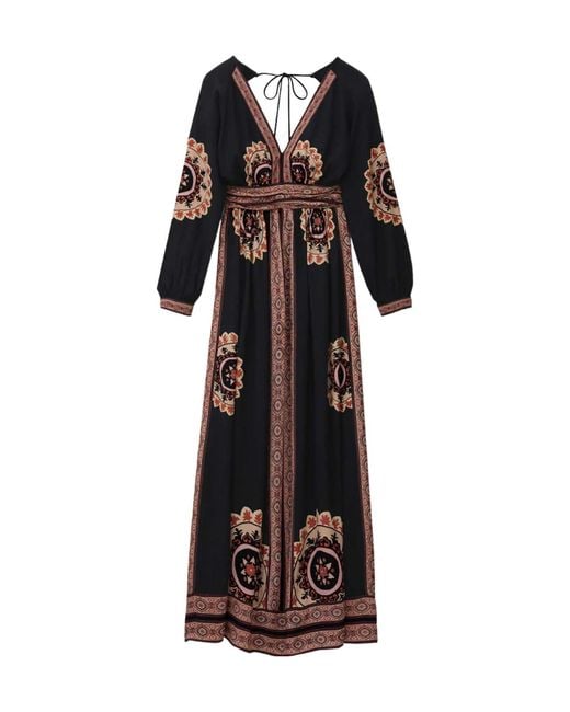Ba&sh Black Vera Printed Maxi Dress