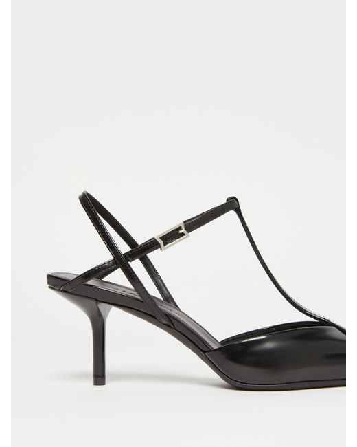 Max Mara Black Buffed Leather Slingbacks