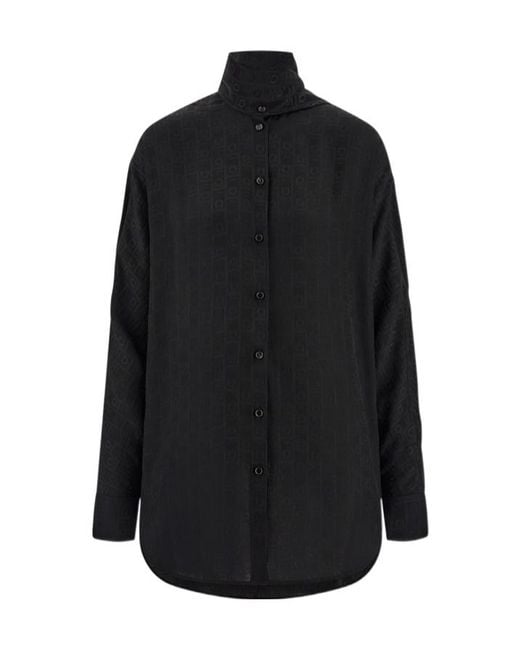 Ferragamo Black Ferragamo Sash Collar Blouse
