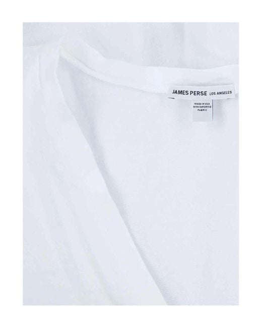 James Perse White Deep V-Neck Long Sleeve T-Shirt