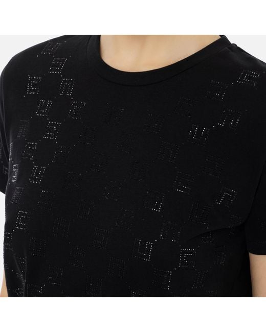 Elisabetta Franchi Black Logo Embellished Jersey T-Shirt