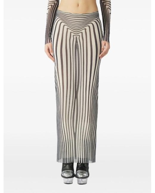 Jean Paul Gaultier White Morphing-Stripes Skirt
