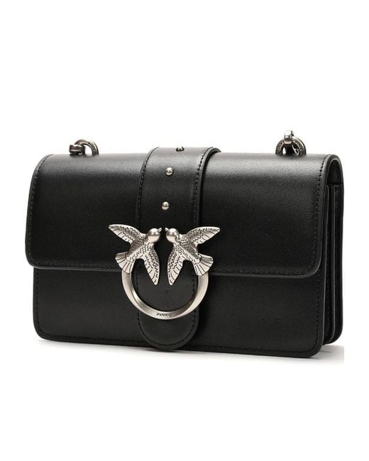 Pinko Black Love Birds Chain-Linked Shoulder Bag