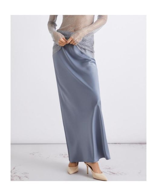 Marella Blue Figure-Skimming Satin Skirt