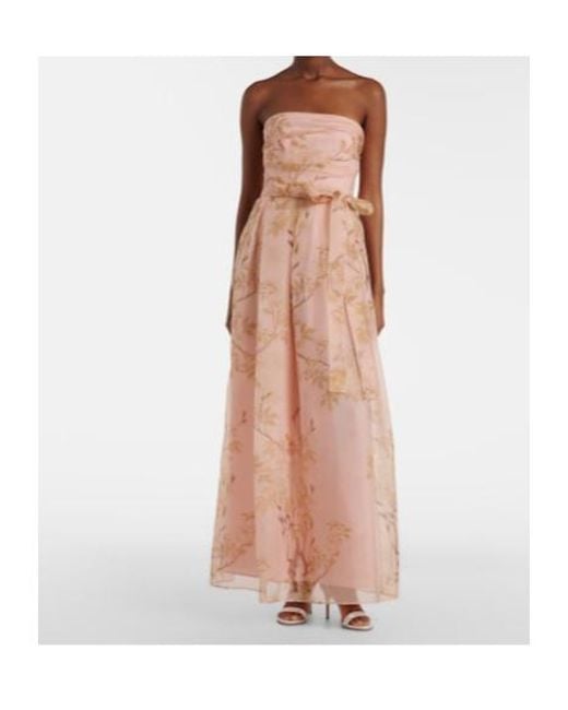 Max Mara Pink Elegante Dominio Floral Silk Organza Bustier Gown