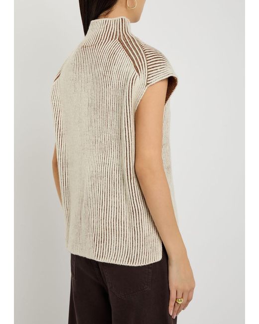 Varley White Lauren Ribbed Knit Top