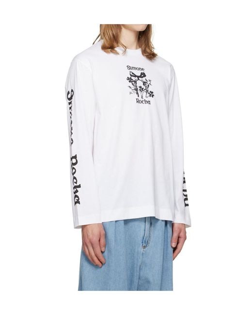 Simone Rocha White Printed Long-Sleeved T-Shirt for men