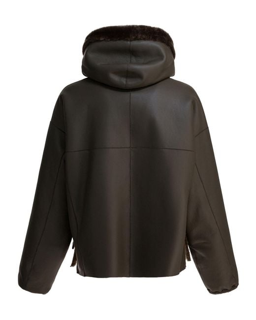 Blancha Black Hooded Faux Fur Jacket