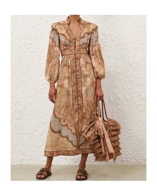 Zimmermann Natural Wanderlust Linen Midi Dress