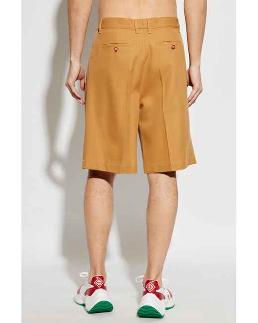 Casablanca Yellow Pleat-Detailing Shorts for men