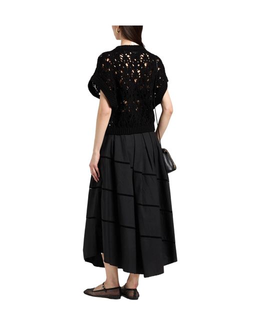 Brunello Cucinelli Black Openwork Knit Top