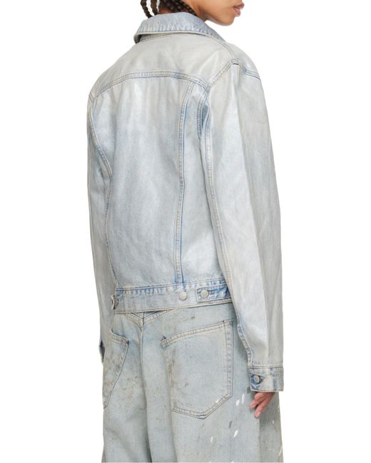 Acne Blue Collared Button-Up Denim Jacket